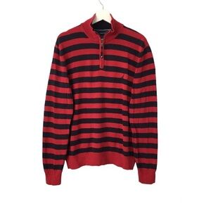 Nautica Red and Black Striped Boys Sweater M